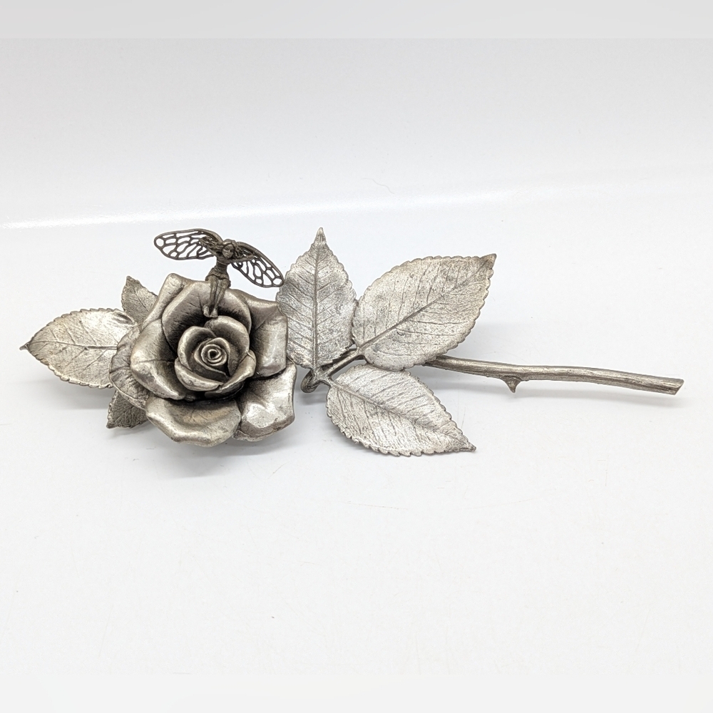 Vintage Rawcliffe 1996 Silver Pewter Fairy & Rose Decor
